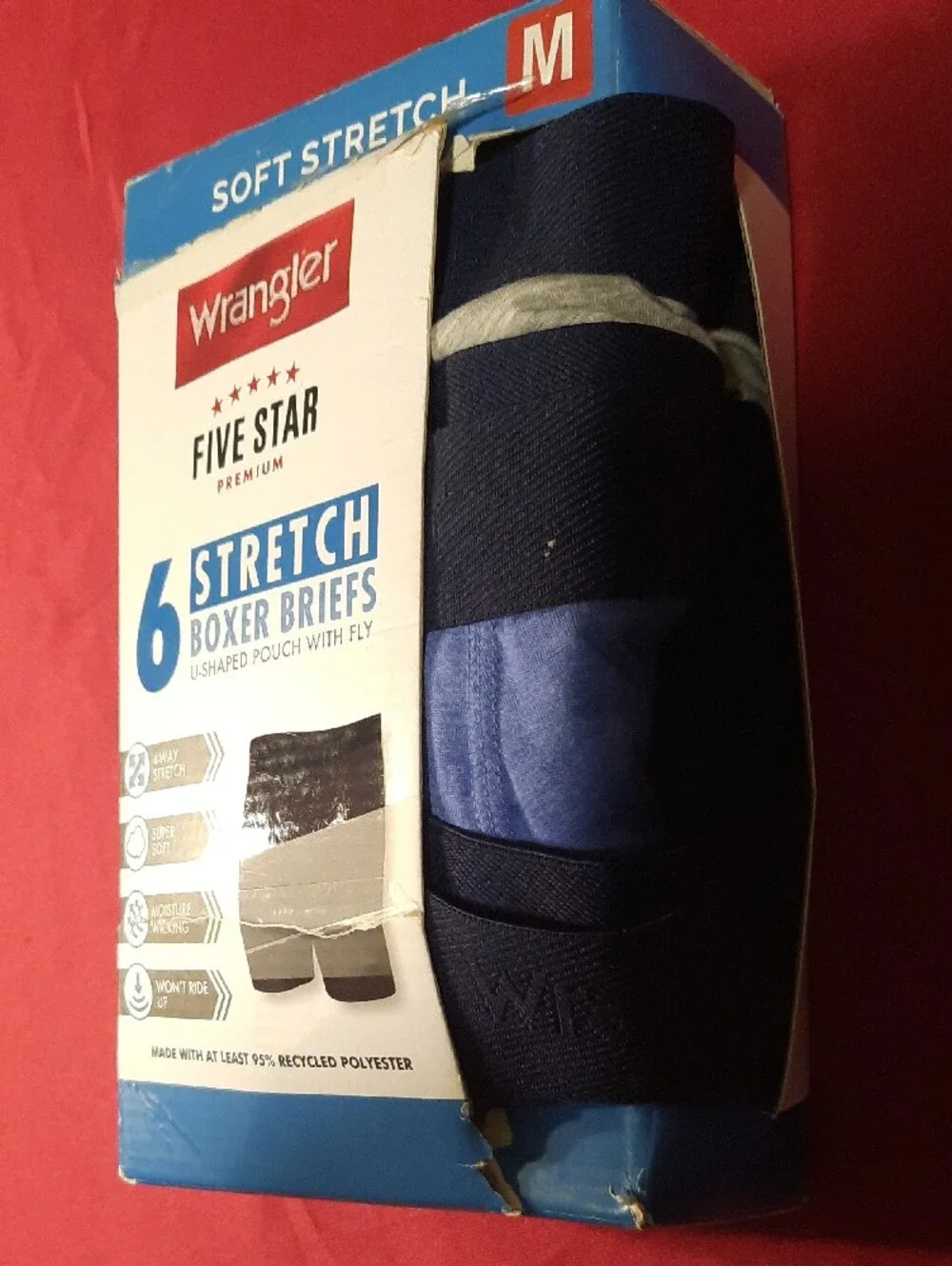 Wrangler Five Star Premium Boxer Briefs - Navy and Light Blue (6-Pack)